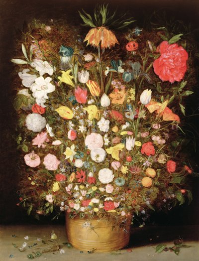 Gemengde Bloemen in een Houten Kuip door Jan Brueghel the Younger